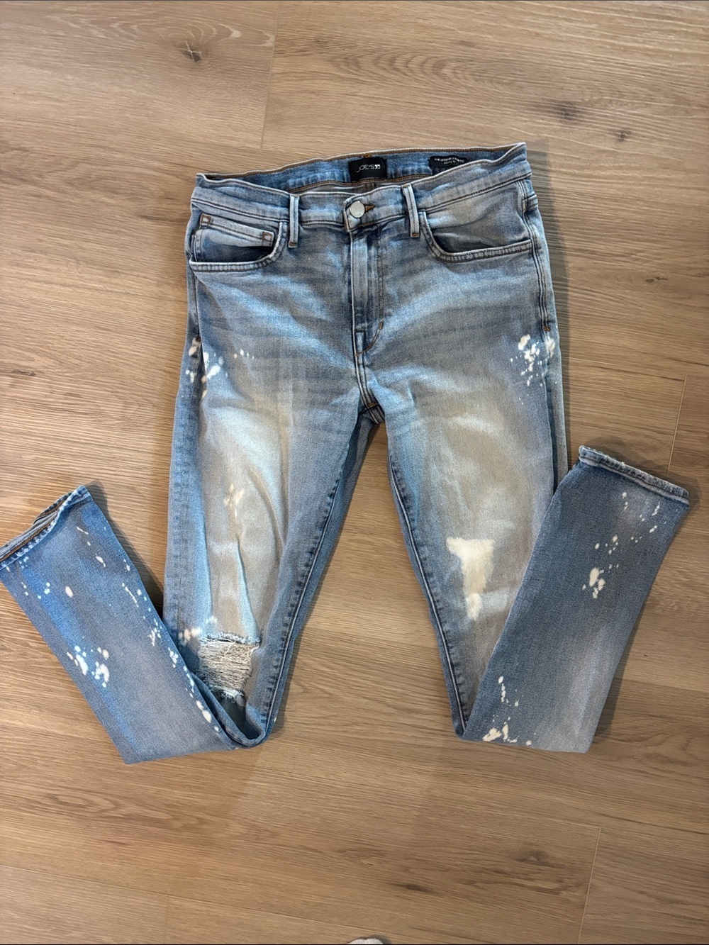 Joes Jeans Light Blue Distressed Paint-Splatter Skinny Jeans - Size 31
